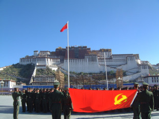 Chinese people demonstrating in front of the Potala Palace